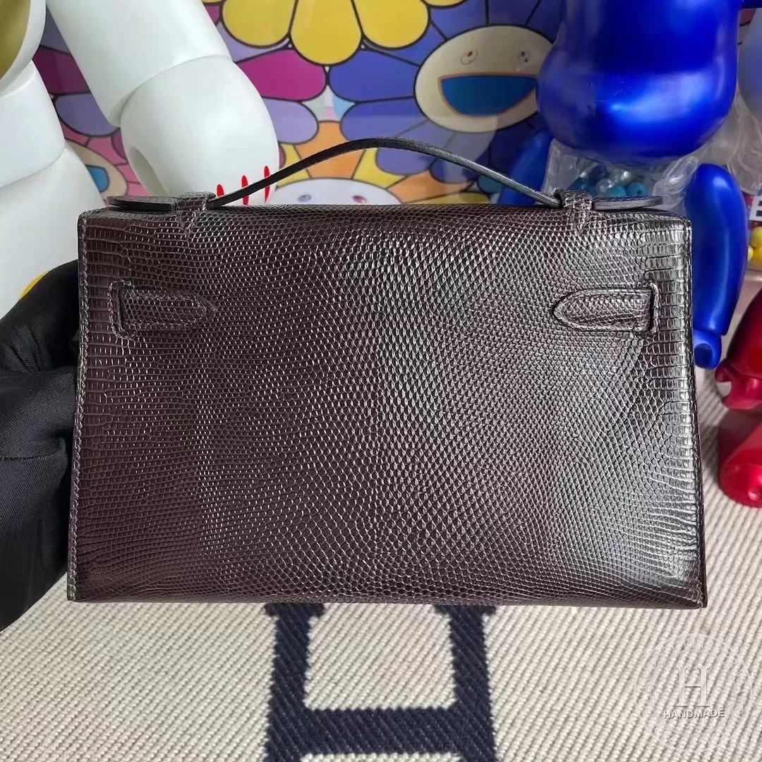 3Q Rose Sakura Lizard Hermes MiniKelly Pochette 22cm-8143