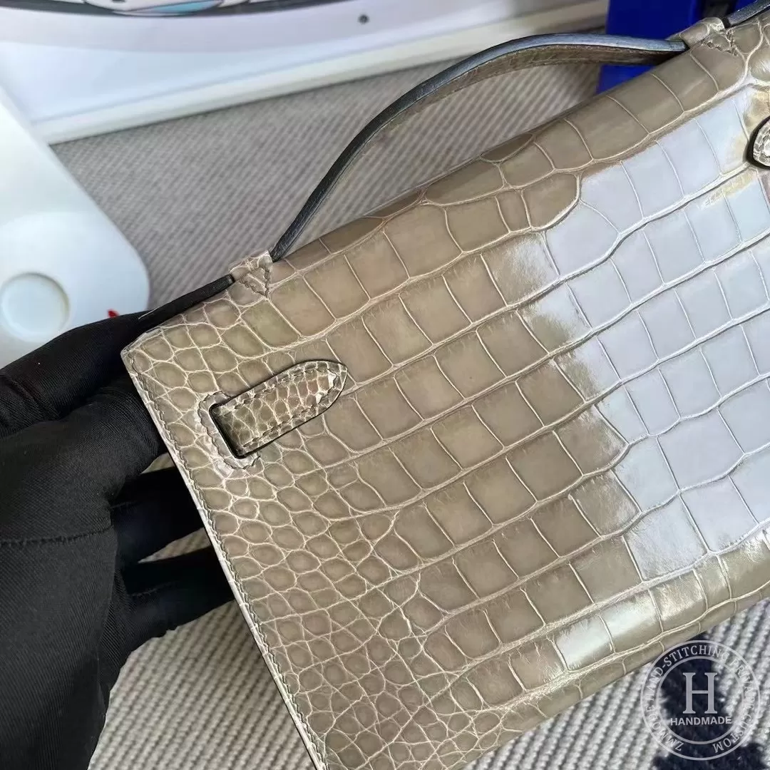MiniKelly Pochette 81 gris tourterelle 斑鸠灰美洲鳄鱼 MiniKelly Pochette 81 gris tourterelle 斑鸠灰美洲鳄鱼