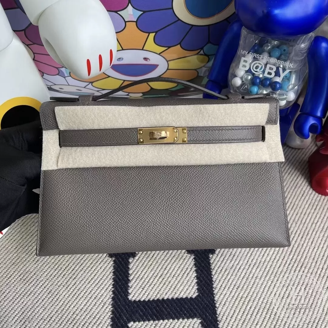 MiniKelly Pochette Epsom 8F Etain MiniKelly Pochette Epsom 8F Etain