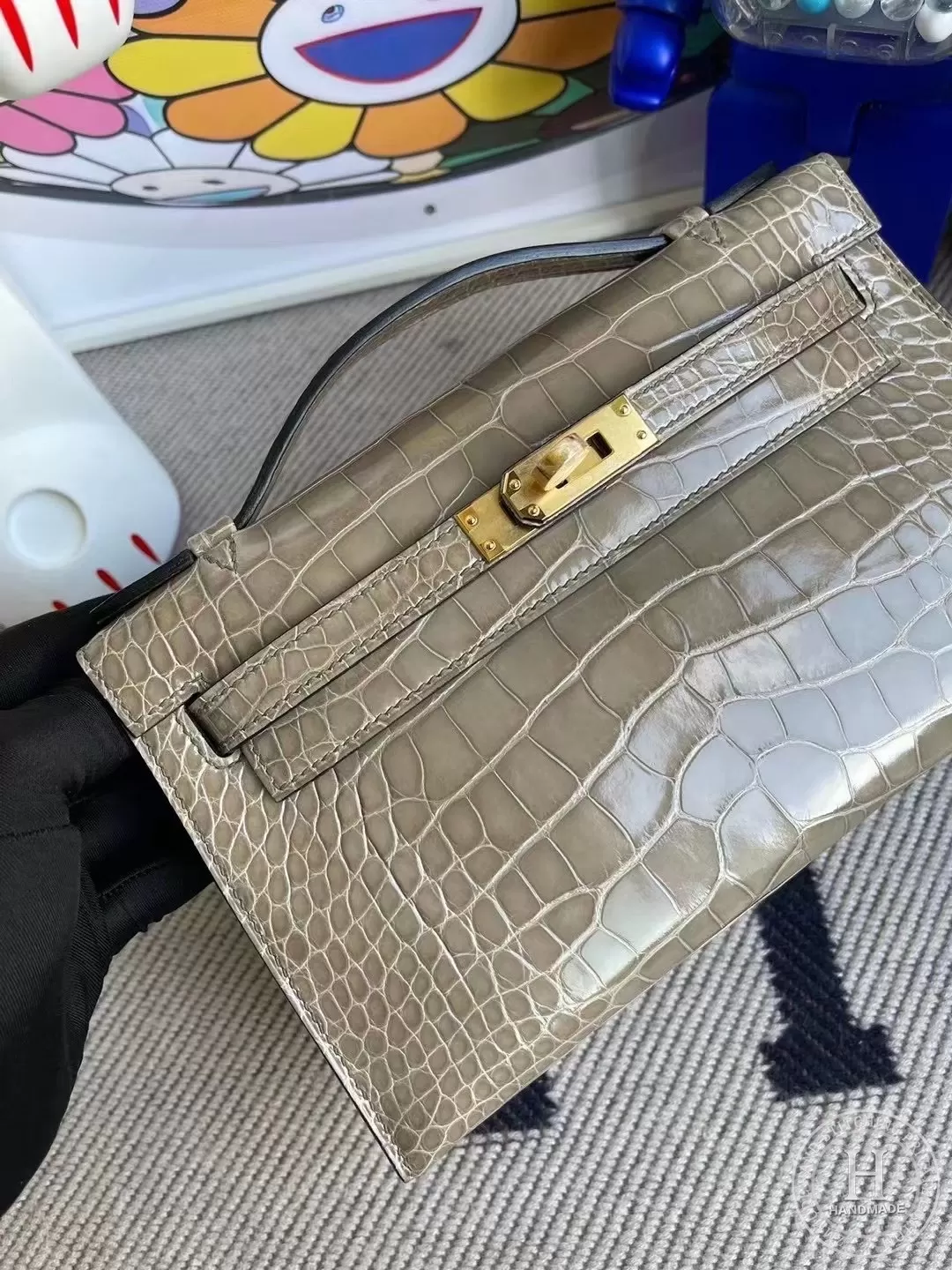 MiniKelly Pochette 81 gris tourterelle 斑鸠灰美洲鳄鱼 MiniKelly Pochette 81 gris tourterelle 斑鸠灰美洲鳄鱼