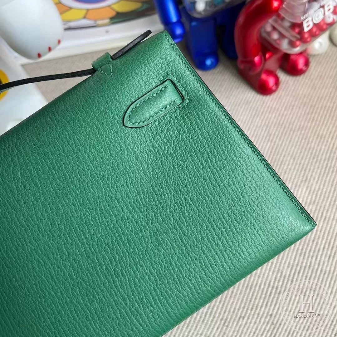 Hermes MiniKelly Pochette Mysore goatskin U4 Vert Verigo Hermes MiniKelly Pochette Mysore goatskin U4 Vert Verigo