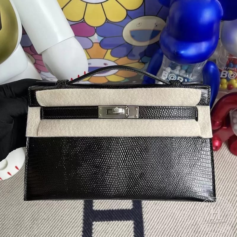 CK89 Noir Lizard Hermes MiniKelly Pochette 22cm