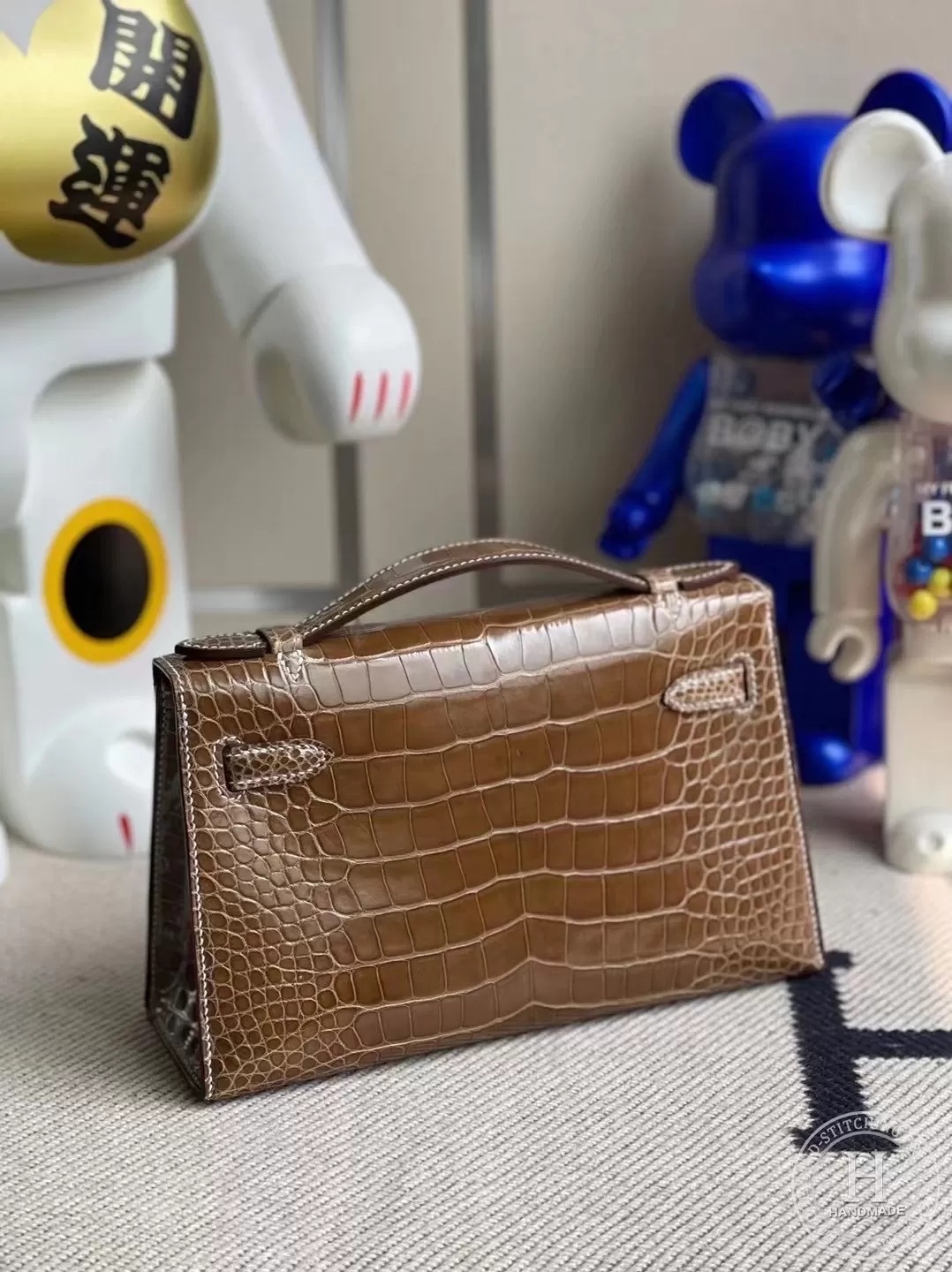 CK17 Ficelle Shiny Alligator Crocodile Hermes Mini Kelly Pochette PHW CK17 Ficelle Shiny Alligator Crocodile Hermes Mini Kelly Pochette PHW