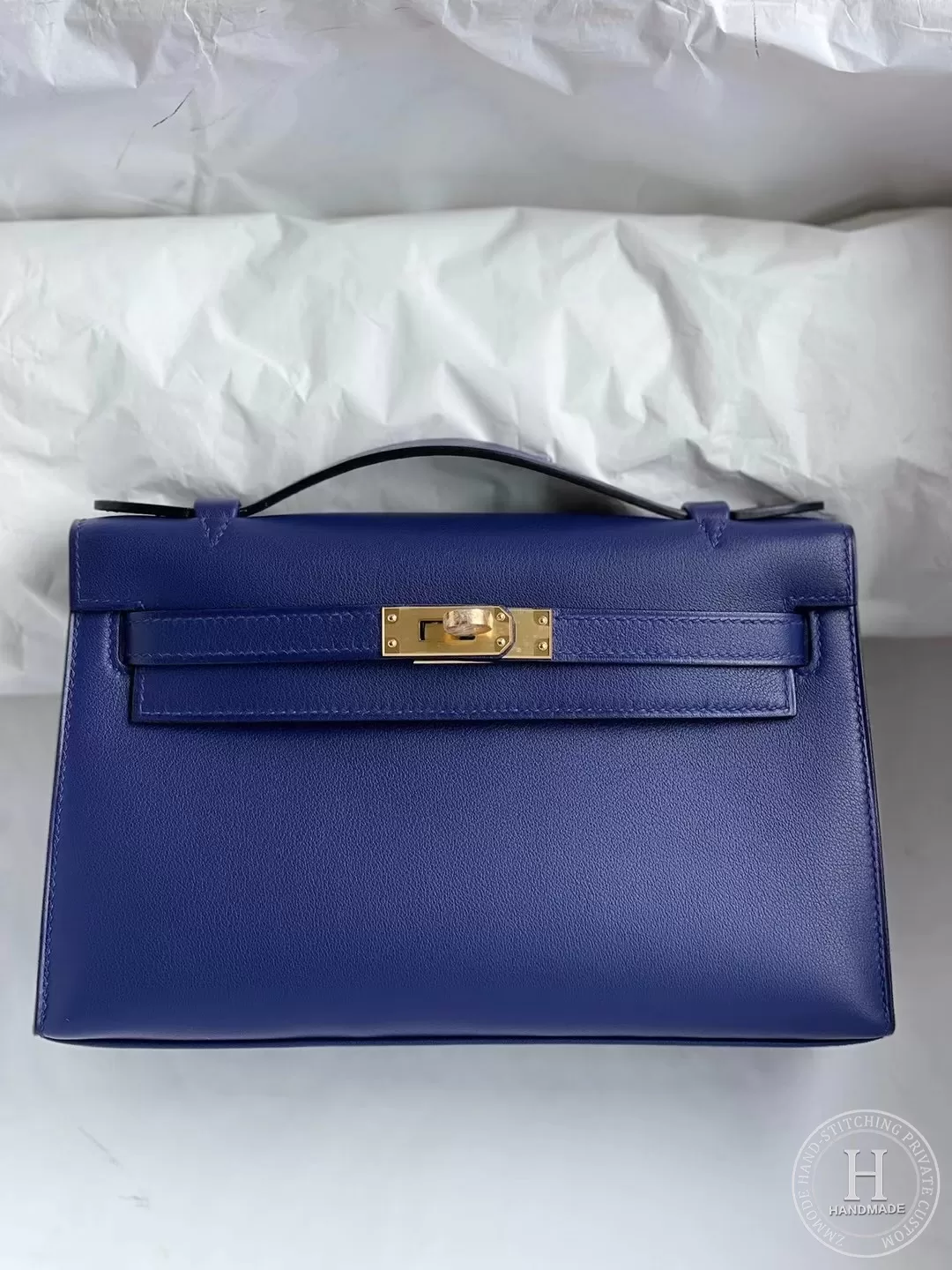 Hermes MiniKelly Pochette 22cm Swift calfskin M3 Blue Encre Hermes MiniKelly Pochette 22cm Swift calfskin M3 Blue Encre
