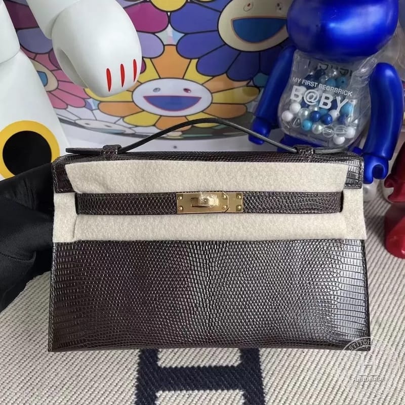 CK47 Chocolate Lizard Hermes MiniKelly Pochette 22cm