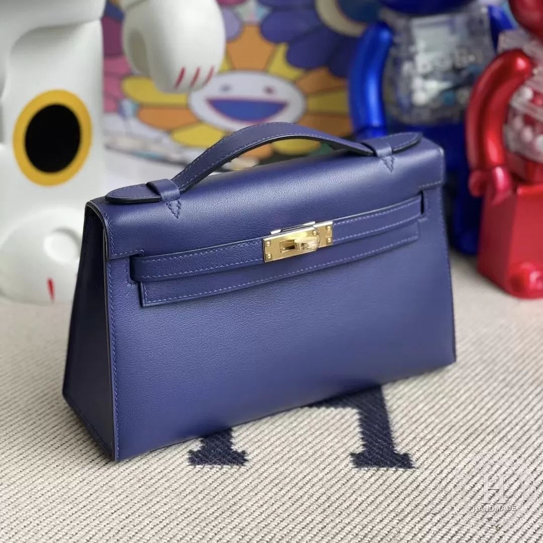 Hermes MiniKelly Pochette22cm Lizard 3Q Rose Sakura
