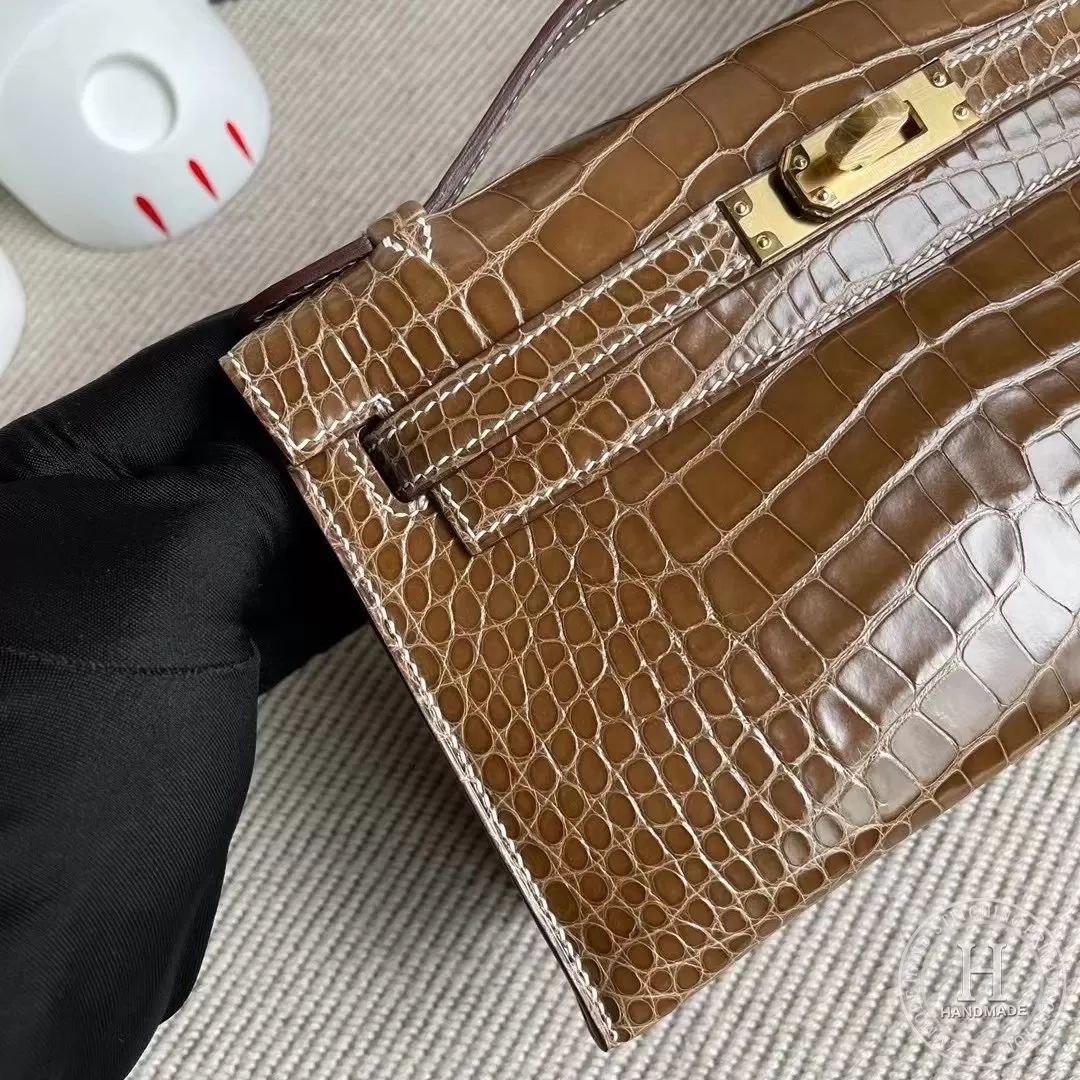 C81 gris tourterelle MiniKelly Pochette22 Aligator Crocodile-6086