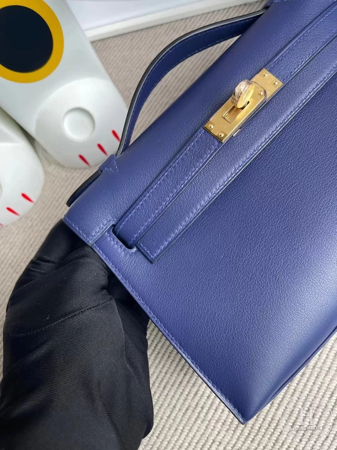 Hermes MiniKelly Pochette 22cm Swift calfskin M3 Blue Encre Hermes MiniKelly Pochette 22cm Swift calfskin M3 Blue Encre