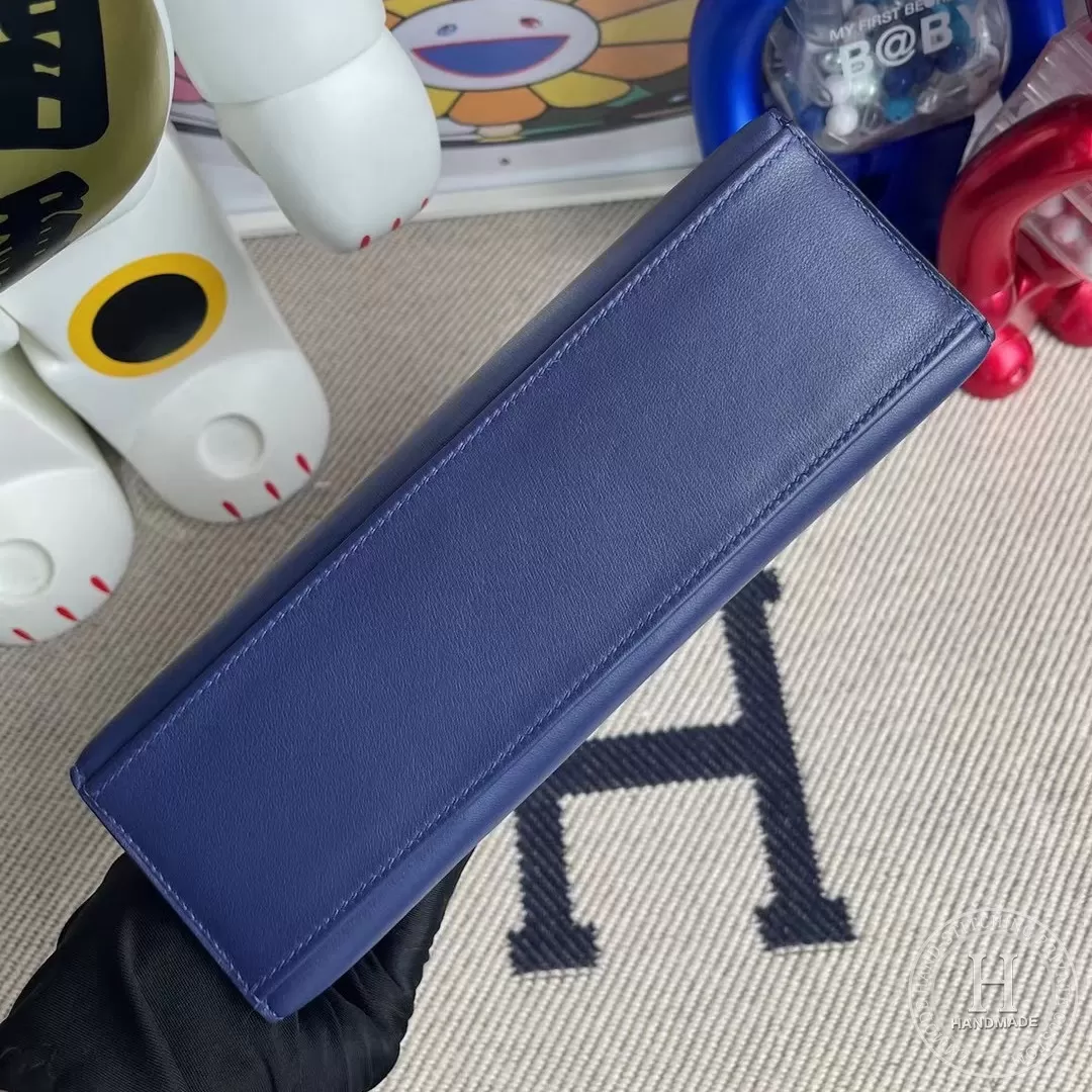 Hermes MiniKelly Pochette 22cm Swift calfskin M3 Blue Encre Hermes MiniKelly Pochette 22cm Swift calfskin M3 Blue Encre