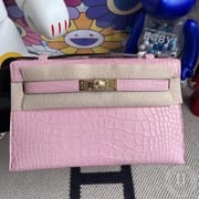 CK17 Ficelle  Shiny Alligator Crocodile Hermes Mini Kelly Pochette PHW-7871