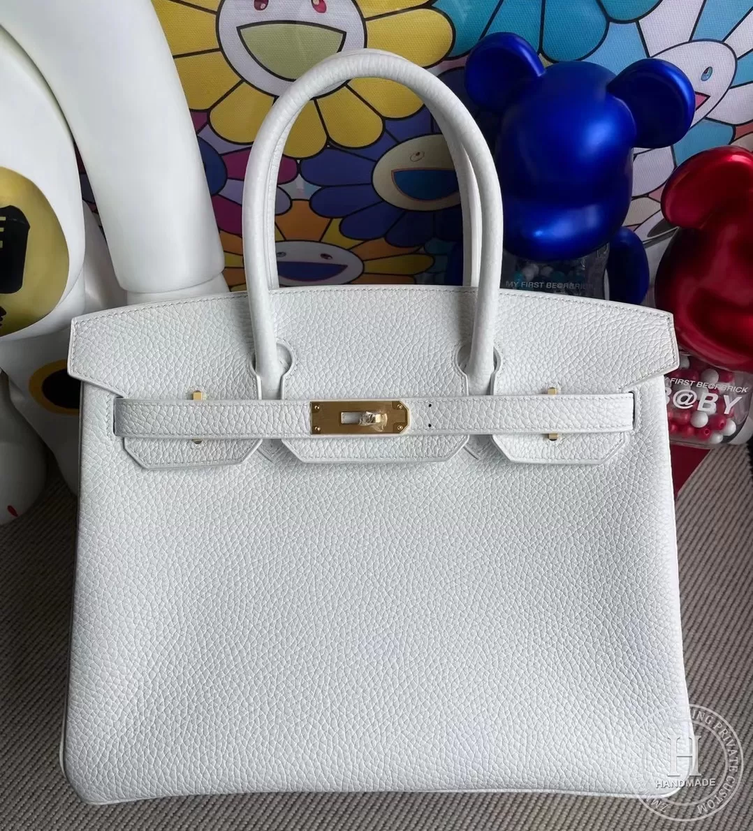 01 Pure white / 9R Lime Togo Hermes Birkin 30cm 01 Pure white / 9R Lime Togo Hermes Birkin 30cm