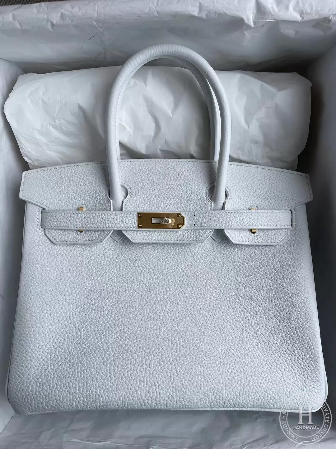 01 Pure white / 9R Lime Togo Hermes Birkin 30cm 01 Pure white / 9R Lime Togo Hermes Birkin 30cm