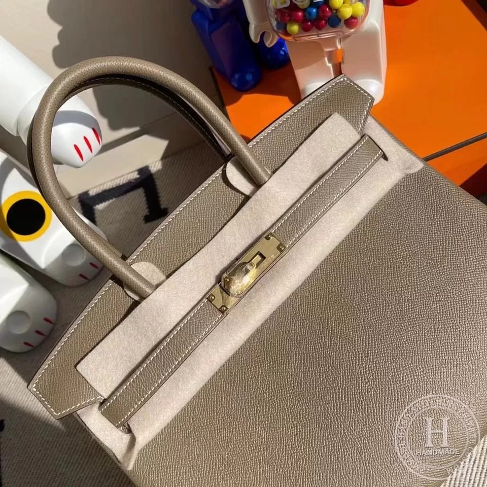 CK89 Noir  L3 Rose Poupre Hermes Birkin 30cm Chevre Mysore Frosted gold button-9134