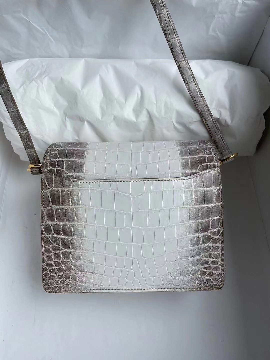 Hermes Roulis Mini 01 BLANC Niloticus Crocodile Himalayan