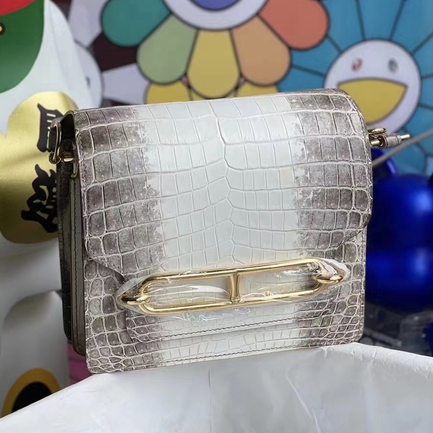 Hermes Roulis Mini 01 BLANC Niloticus Crocodile Himalayan