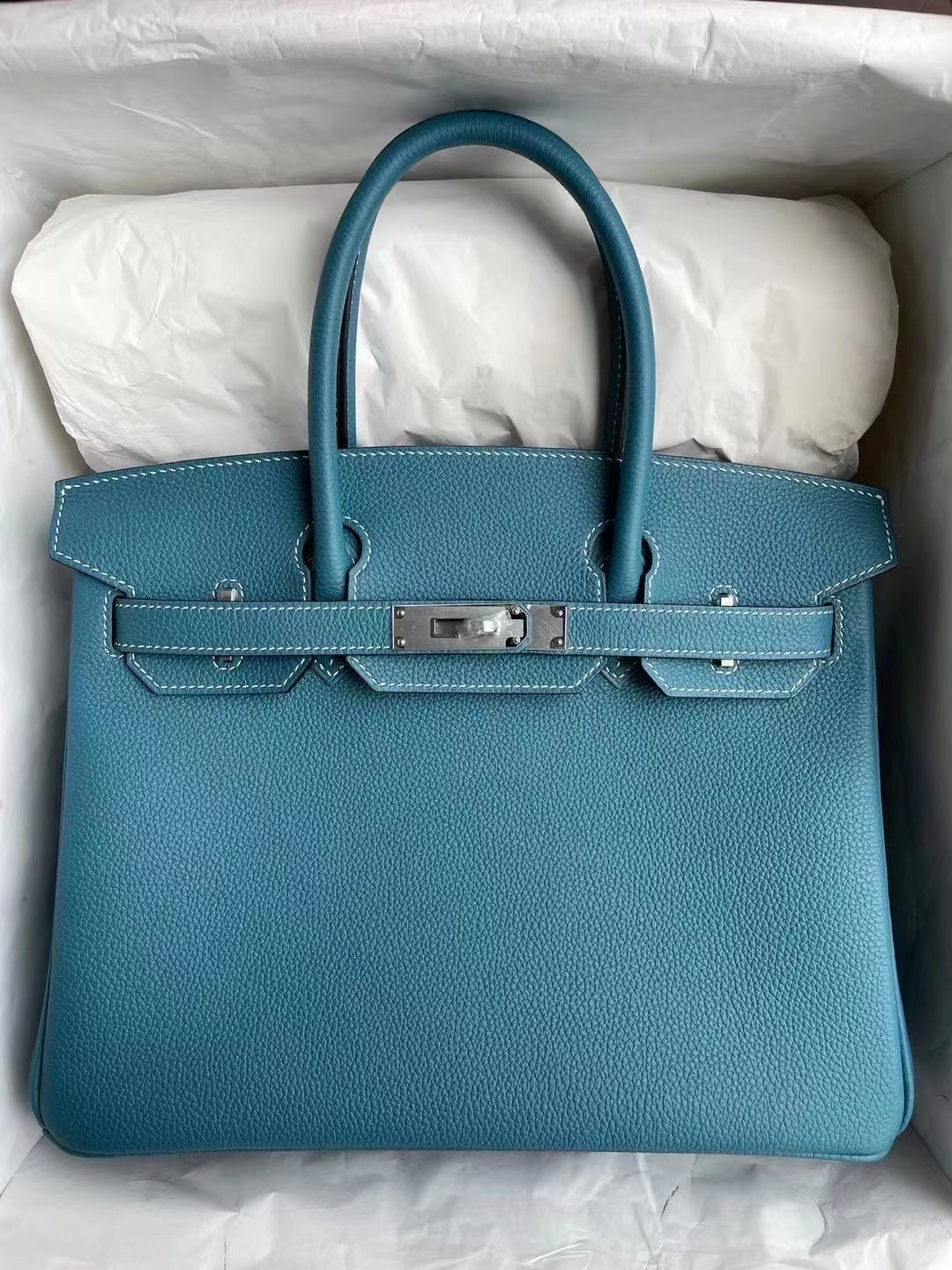 Hermes Birkin 30cm Togo CK75  Blue Jean