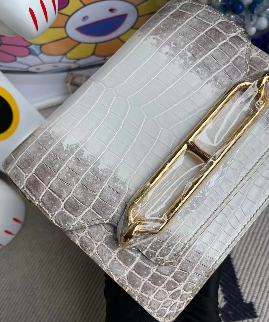Hermes Roulis Mini 01 BLANC Niloticus Crocodile Himalayan