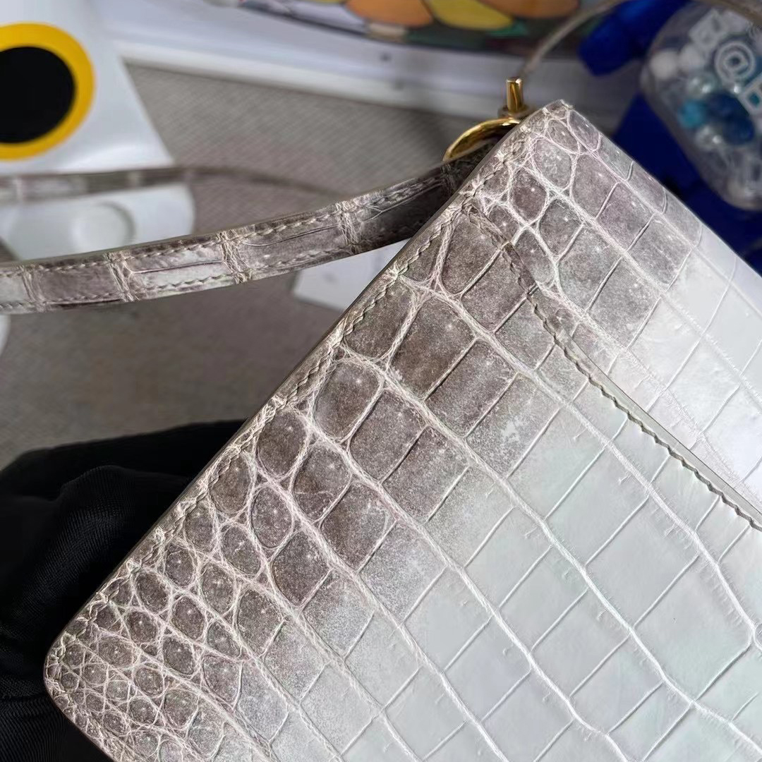 Hermes Roulis Mini 01 BLANC Niloticus Crocodile Himalayan