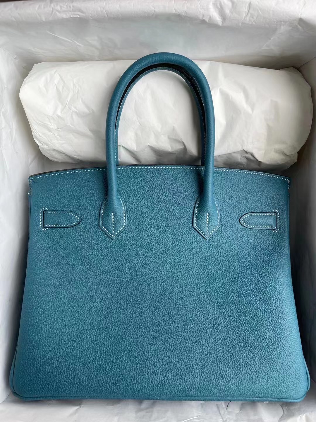 HERMES BIRKIN 30 Togo leather Blue jean □L Engraving Hand bag