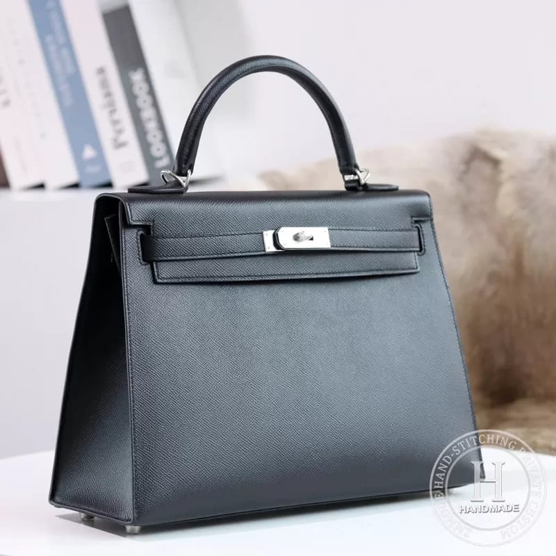 4Z Gris Mouette Togo Kelly 32 Bag PHW/GHW-5255