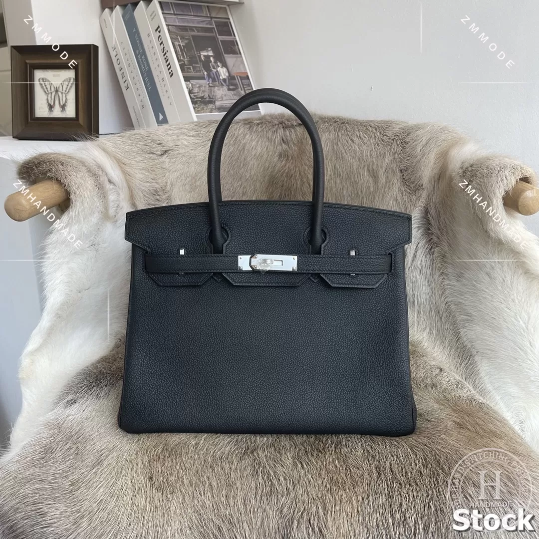 STOCK: BIRKIN 30 89 NIOR BLACK TOGO PHW GHW