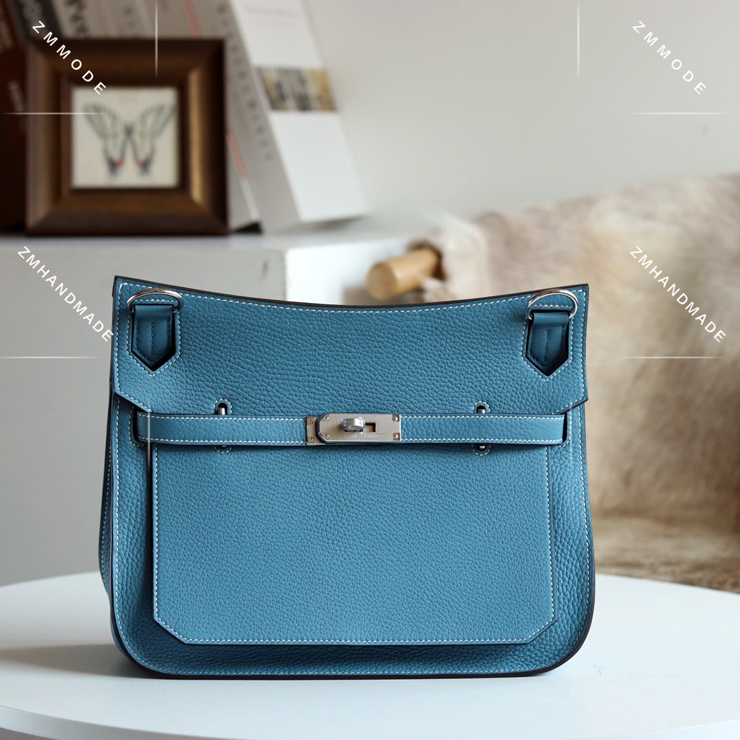 Replica Hermes Garden Party 36 Bag In Blue Jean Clemence Leather