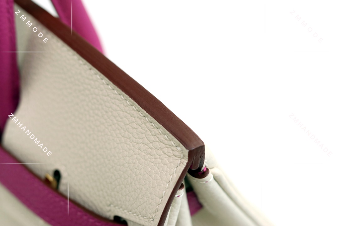 BIRKIN25 Ck10 Craie Togo And  L3 Rose Purple