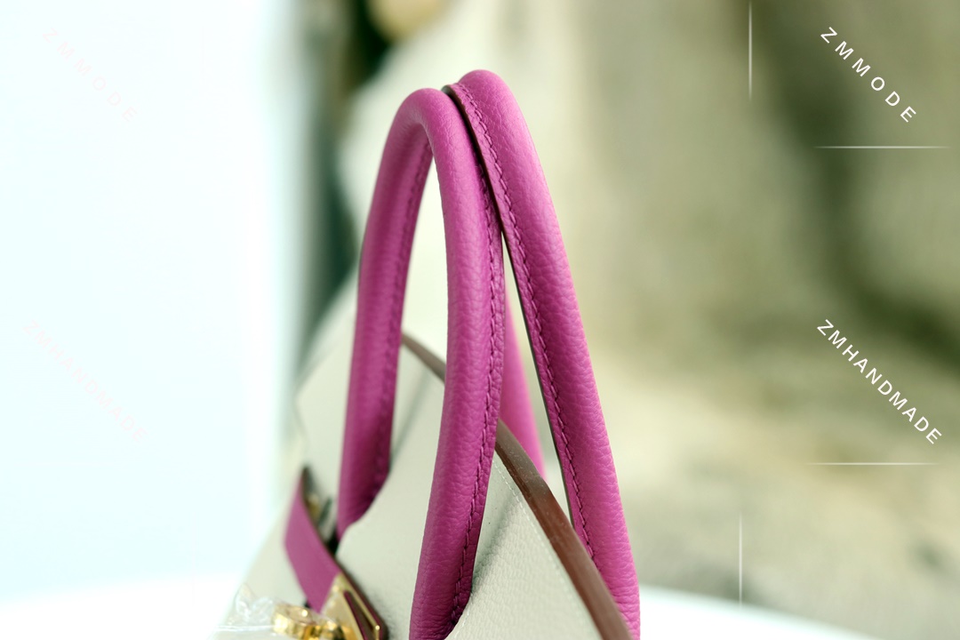 BIRKIN25 Ck10 Craie Togo And  L3 Rose Purple