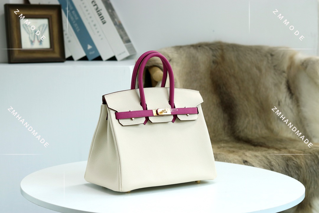 BIRKIN25 Ck10 Craie Togo And  L3 Rose Purple