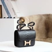 89NOIR CONSTANCE 19CM MATTE ALLIGATOR CROCODILE ROSE GOLD