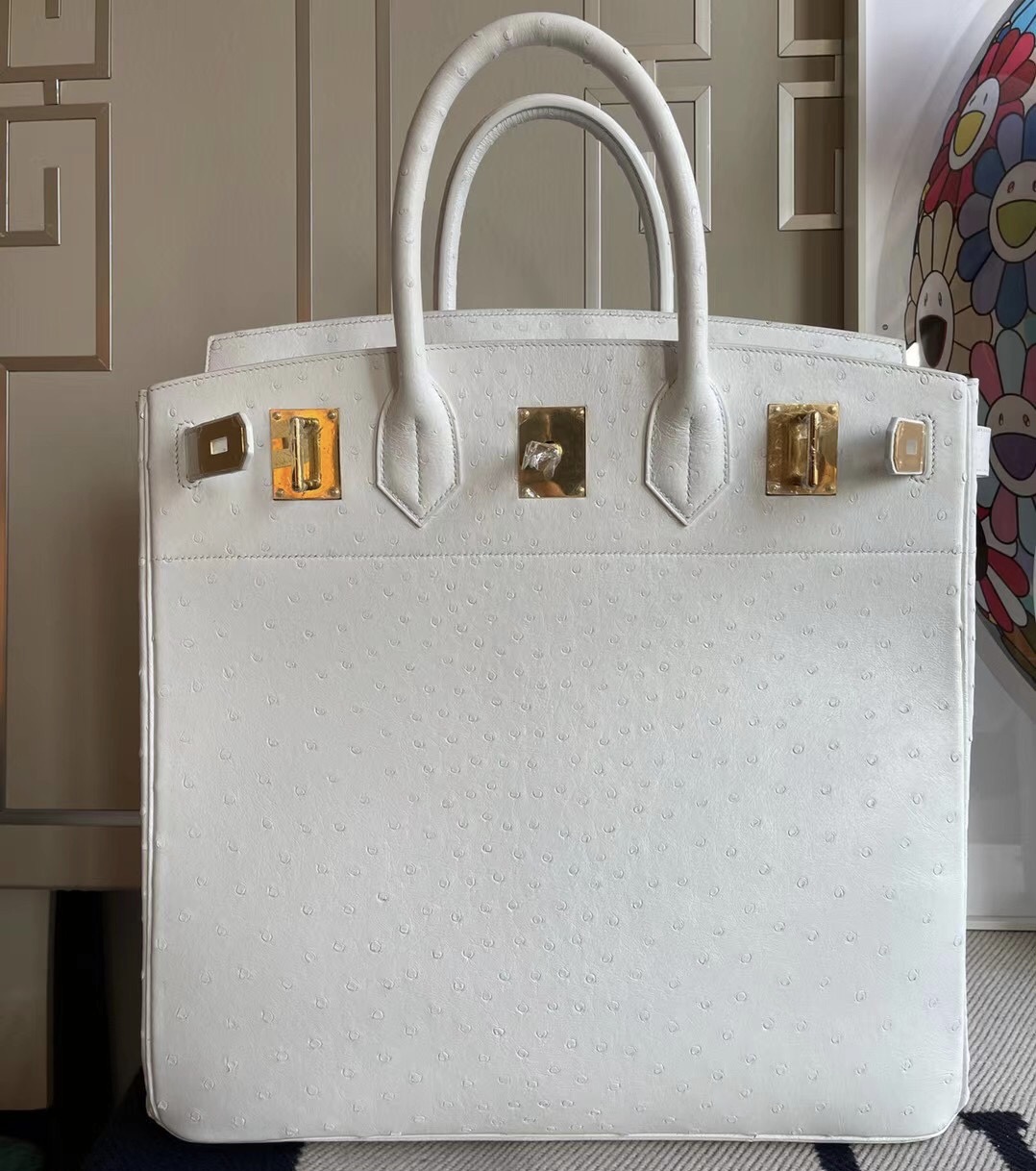 Hermes Birkin HAC 40cm Ostrich 01 Pure white HMSmode Hermes Birkin HAC 40cm Ostrich 01 Pure white