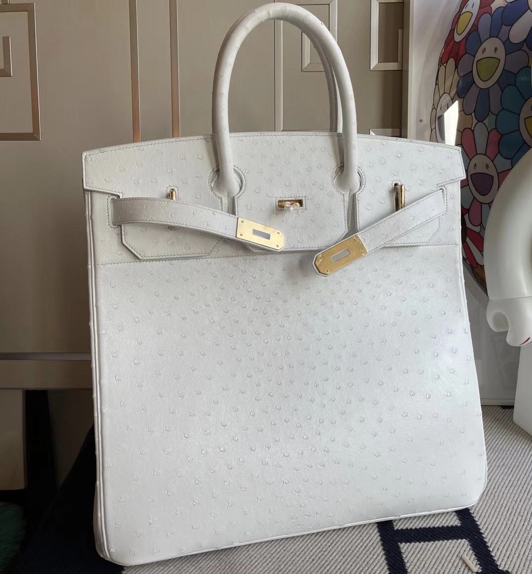 Hermes Birkin HAC 40cm Ostrich 01 Pure white HMSmode Hermes Birkin HAC 40cm Ostrich 01 Pure white