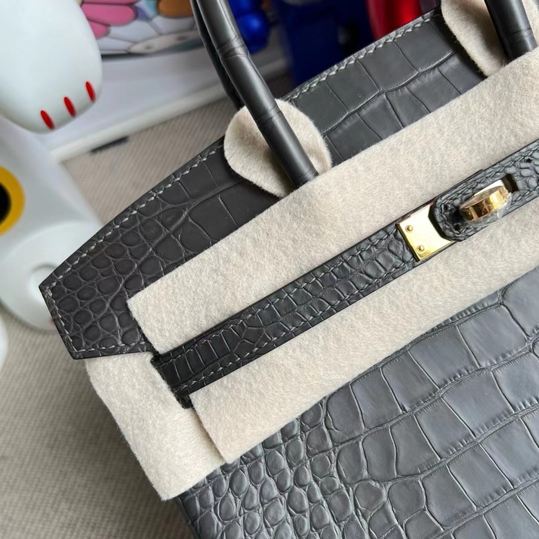 Hermes Birkin 25cm 88 Graphite Matte Alligator Crocodile Hermes Birkin 25cm 88 Graphite Matte Alligator Crocodile