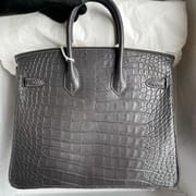 Hermès Birkin 25cm Shiny Porosus Crocodile CC67 Vert Fonce-4634