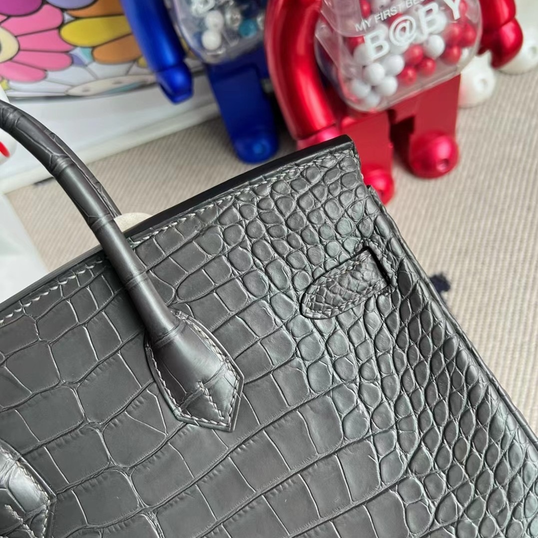 Hermes Birkin 25cm 88 Graphite Matte Alligator Crocodile Hermes Birkin 25cm 88 Graphite Matte Alligator Crocodile