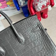 Hermès Birkin 25cm Shiny Porosus Crocodile CC67 Vert Fonce-4634