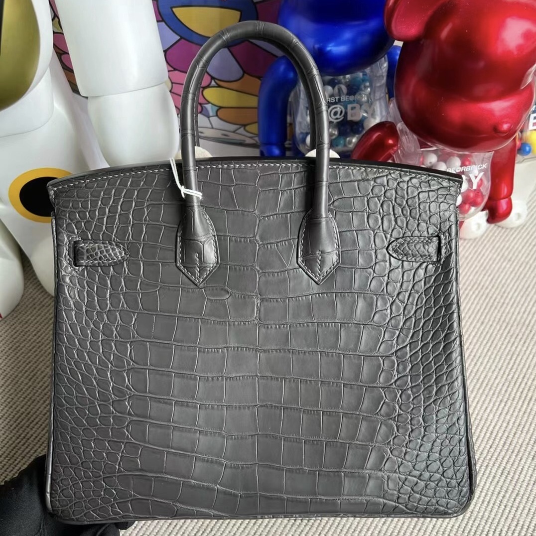 Hermes Birkin 25cm 88 Graphite Matte Alligator Crocodile Hermes Birkin 25cm 88 Graphite Matte Alligator Crocodile