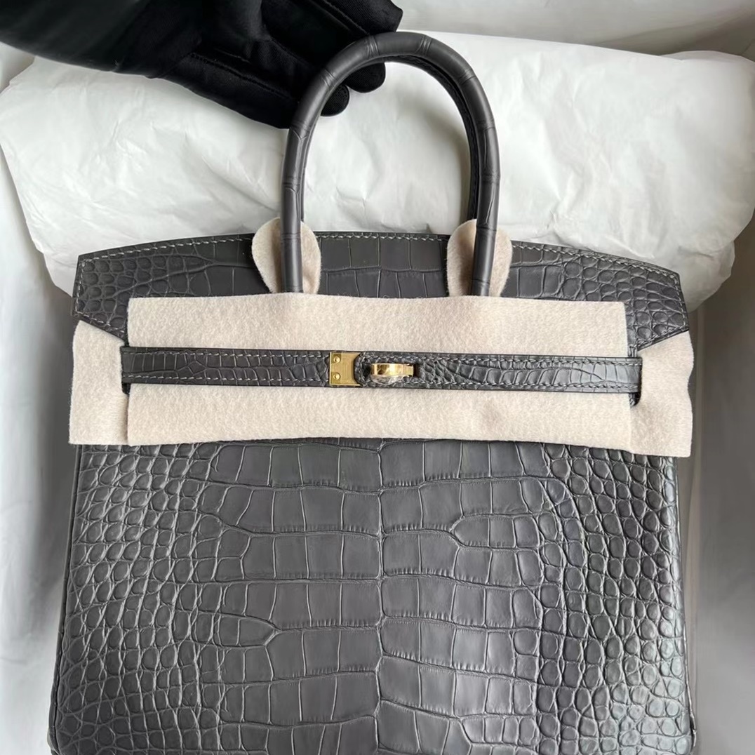 Hermes Birkin 25cm 88 Graphite Matte Alligator Crocodile Hermes Birkin 25cm 88 Graphite Matte Alligator Crocodile