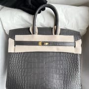 Hermès Birkin 25cm Shiny Porosus Crocodile CC67 Vert Fonce-4634
