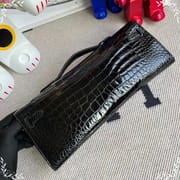 HERMES KELLY CUT 31CM F5 BOURGOGNE GHW SHINY POROSUS CROCODILE-6451
