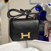 HERMES 14CM CONSTANCE MINI  CC89 BLACK ALLIGATOR