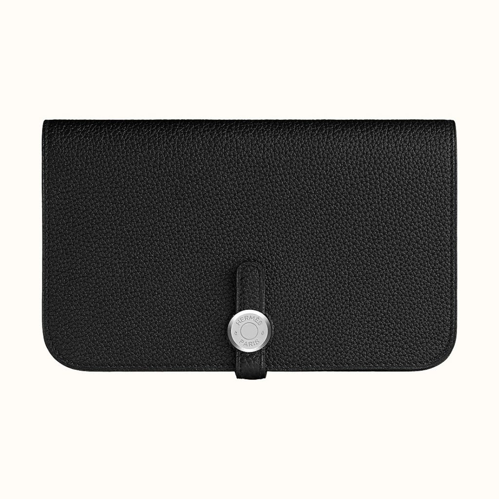 HERMES DOGON DUO WALLET CK89 NOIR TOGO CALFSKIN HERMES DOGON DUO WALLET CK89 NOIR TOGO CALFSKIN