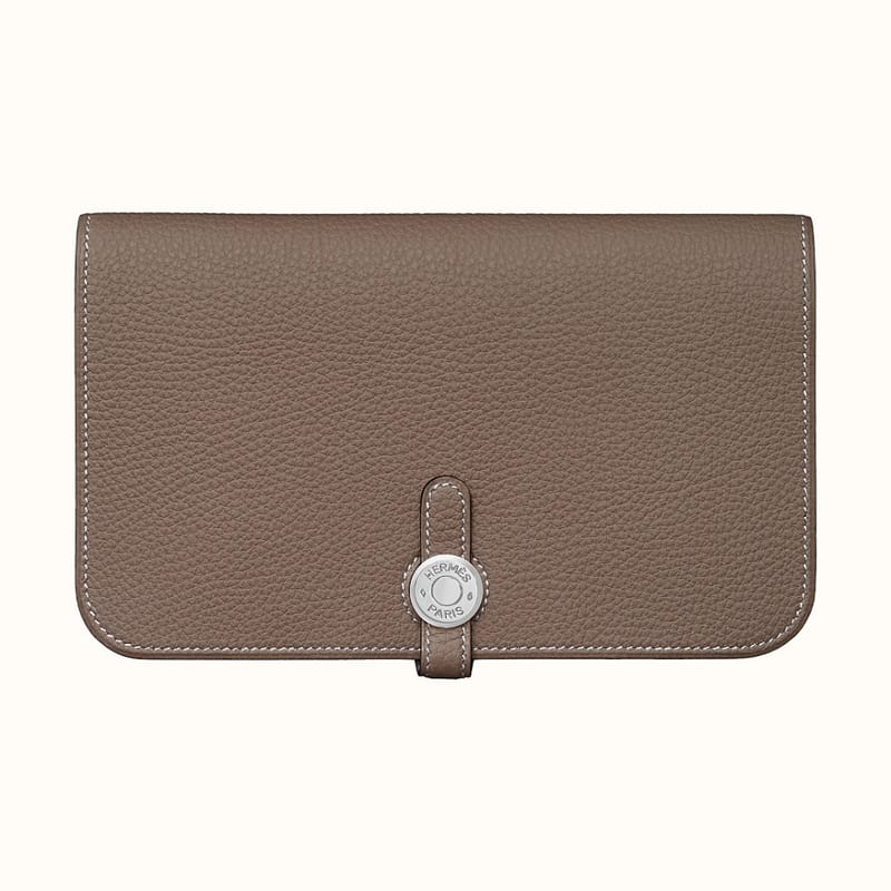 HERMES DOGON DUO WALLET CK89 NOIR TOGO CALFSKIN-6036