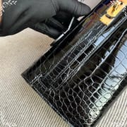 HERMES KELLY CUT 31CM F5 BOURGOGNE GHW SHINY POROSUS CROCODILE-6451