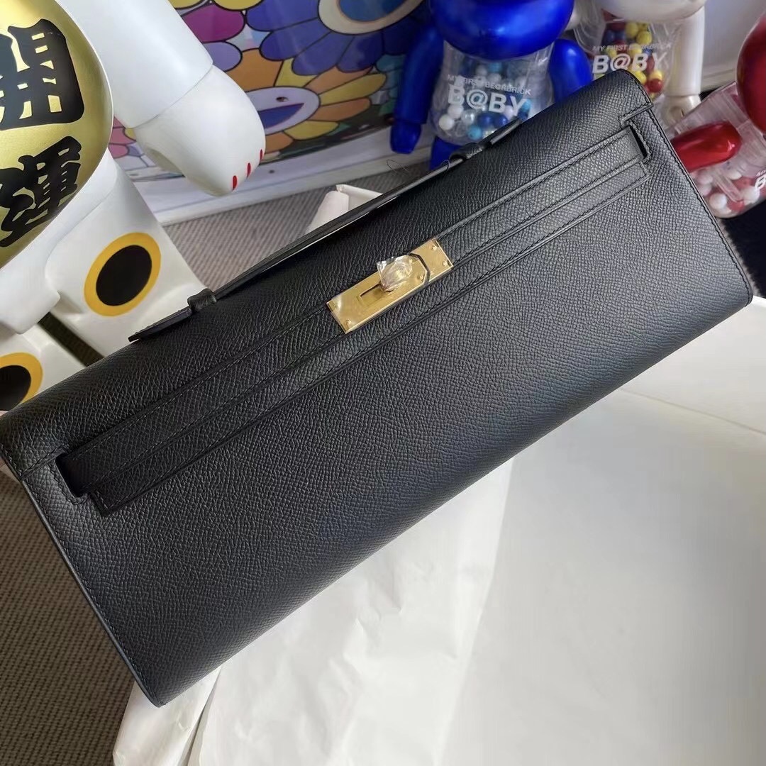 HERMES KELLY CUT POCHETTE 31CM EPSOM CK89 NOIR HERMES KELLY CUT POCHETTE 31CM EPSOM CK89 NOIR
