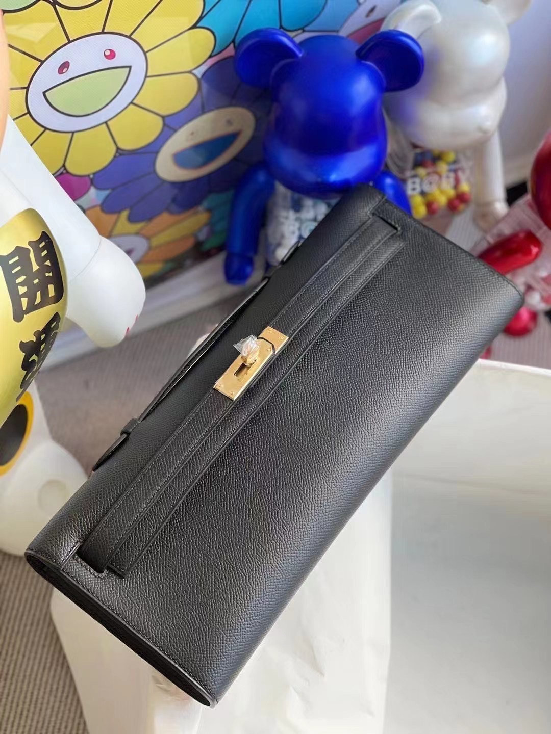 HERMES KELLY CUT POCHETTE 31CM EPSOM CK89 NOIR HERMES KELLY CUT POCHETTE 31CM EPSOM CK89 NOIR