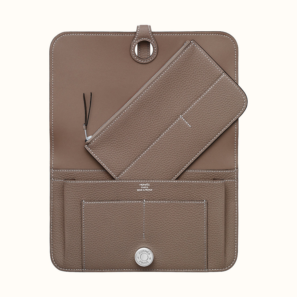 HERMES DOGON DUO WALLET CK18 ÉTOUPE TOGO CALFSKIN HERMES DOGON DUO WALLET CK18 ÉTOUPE TOGO CALFSKIN