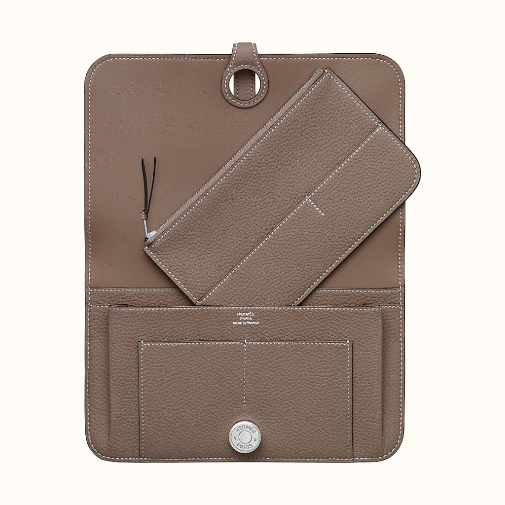 HERMES DOGON DUO WALLET CK89 NOIR TOGO CALFSKIN-6036