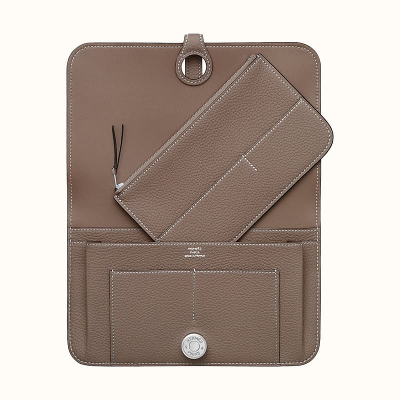 HERMES DOGON DUO WALLET CK89 NOIR TOGO CALFSKIN-6036