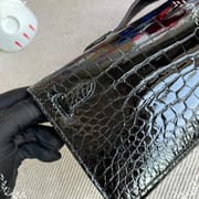HERMES KELLY CUT 31CM F5 BOURGOGNE GHW SHINY POROSUS CROCODILE-6451